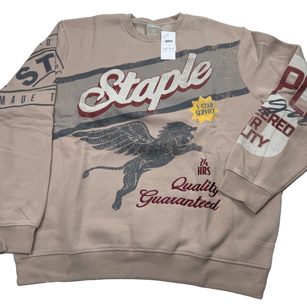 Jeff Staple AOP Sweatshirt Men 2XL Khaki Graphic Crew Neck Long Sleeve New w Tag